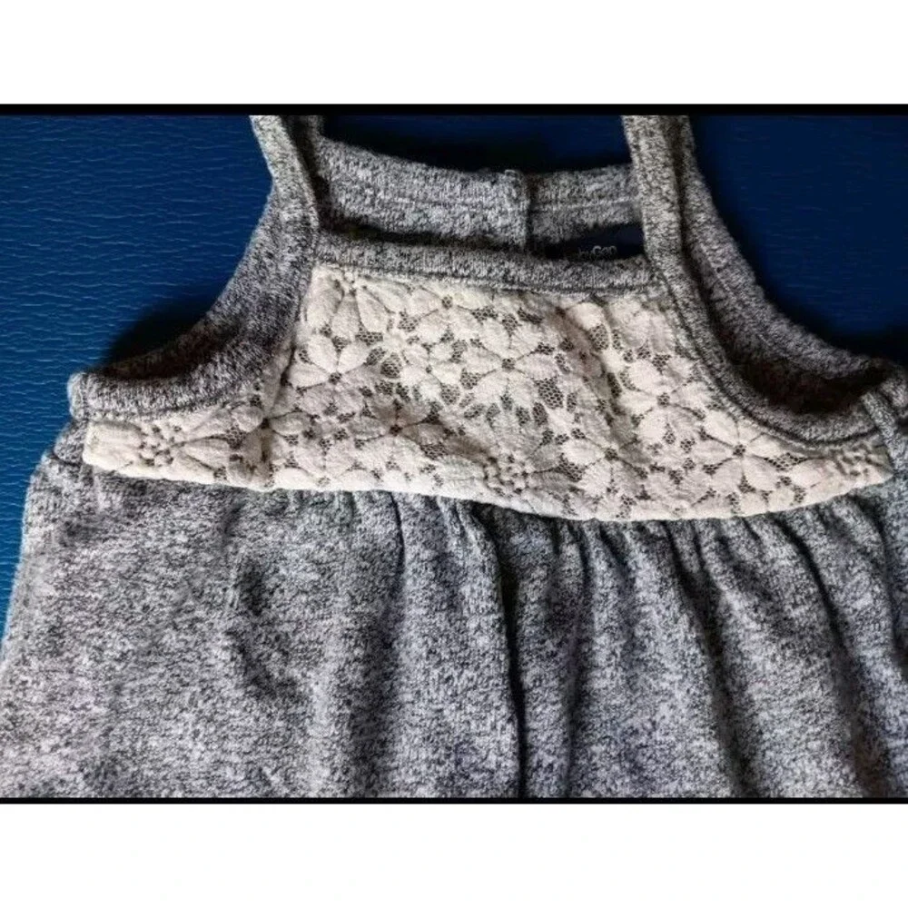 Dress 3 To 6 months girls Baby Gap infant Gray Tank with Lace Insert wear